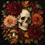 Skull with Dahlias Diamond Art Design - Full Drill with 5d Square or Round Diamonds / AB Drills Available