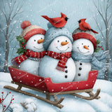 Sleigh Ride Snowmans Diamond Art Design - Full Drill with 5d Square or Round Diamonds / AB Drills Available