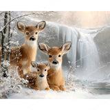 Snowfall Fawn Family Diamond Art Design - Full Drill with 5d Square or Round Diamonds / AB Drills Available