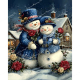 Snowman Sweethearts Diamond Art Design - Full Drill with 5d Square or Round Diamonds / AB Drills Available