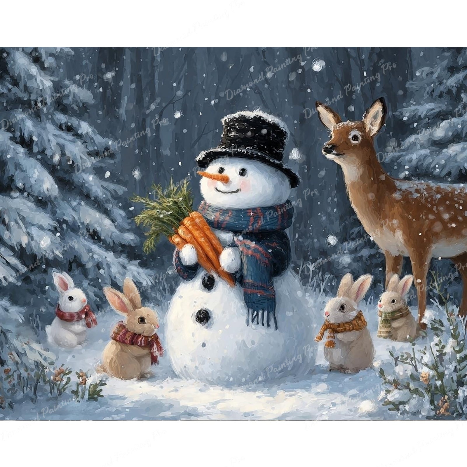 Snowman with Besties Diamond Art Design - Full Drill with 5d Square or Round Diamonds / AB Drills Available