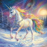 Snowy Rainbow Unicorn Diamond Art Design - Full Drill with 5d Square or Round Diamonds / AB Drills Available