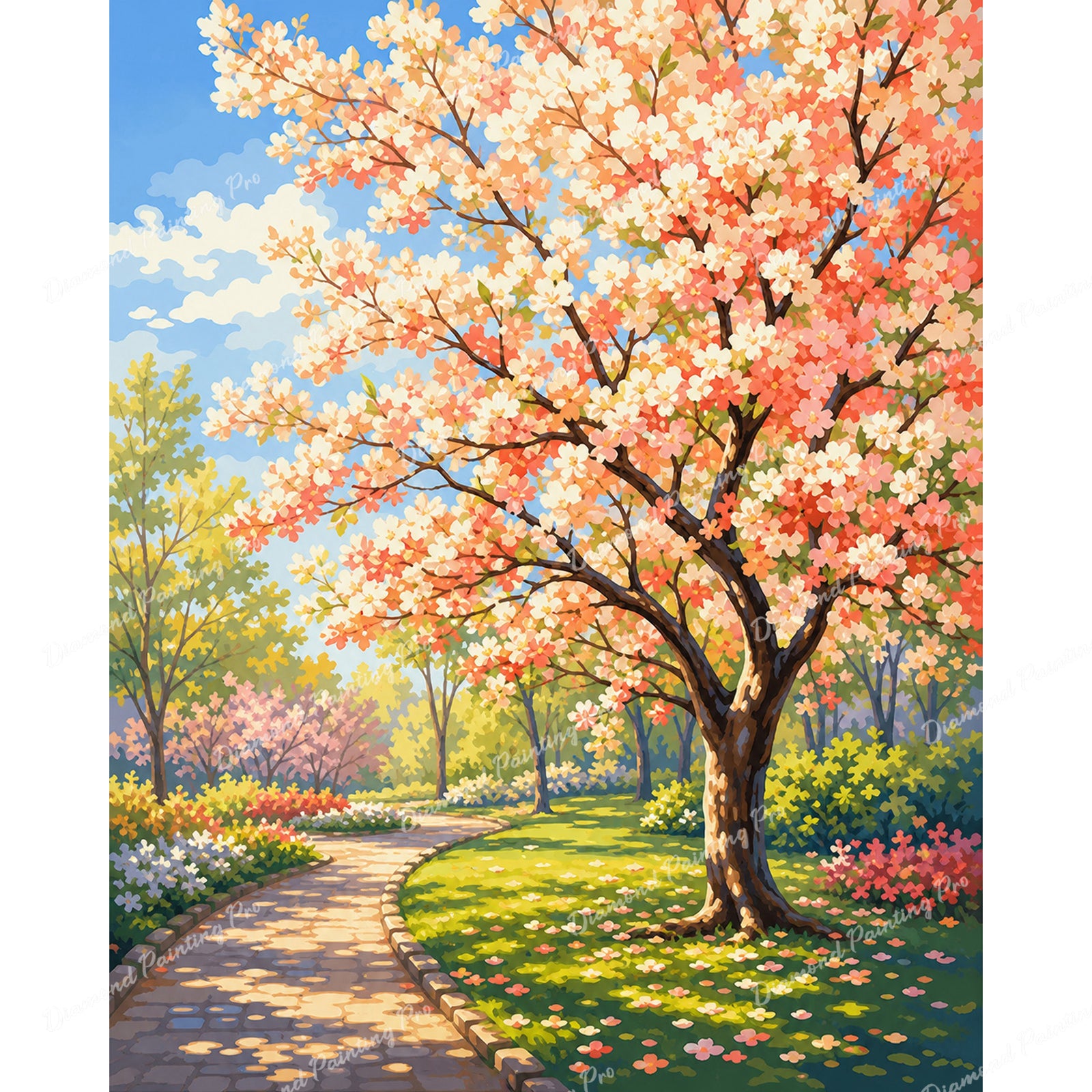Spring Blossom Garden Diamond Art Design - Full Drill with 5d Square or Round Diamonds / AB Drills Available