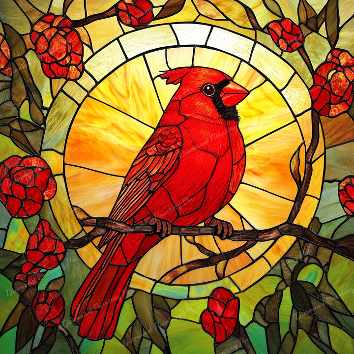 Stained Glass Cardinal Glow | Diamond Painting