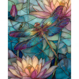 Stained Glass Dragonfly Diamond Art Design - Full Drill with 5d Square or Round Diamonds / AB Drills Available