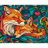 Stained-Glass Foxes Diamond Art Design - Full Drill with 5d Square or Round Diamonds / AB Drills Available