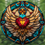 Stained Glass Heart Diamond Art Design - Full Drill with 5d Square or Round Diamonds / AB Drills Available