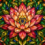 Stained-Glass Lotus Diamond Art Design - Full Drill with 5d Square or Round Diamonds / AB Drills Available
