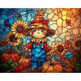 Stained Glass Scarecrow Diamond Art Design - Full Drill with 5d Square or Round Diamonds / AB Drills Available