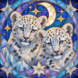 Stained-Glass Snow Leopard Diamond Art Design - Full Drill with 5d Square or Round Diamonds / AB Drills Available