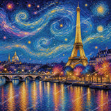 Starry Night Paris Diamond Art Design - Full Drill with 5d Square or Round Diamonds / AB Drills Available