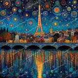 Starry Paris Skyline Diamond Art Design - Full Drill with 5d Square or Round Diamonds / AB Drills Available