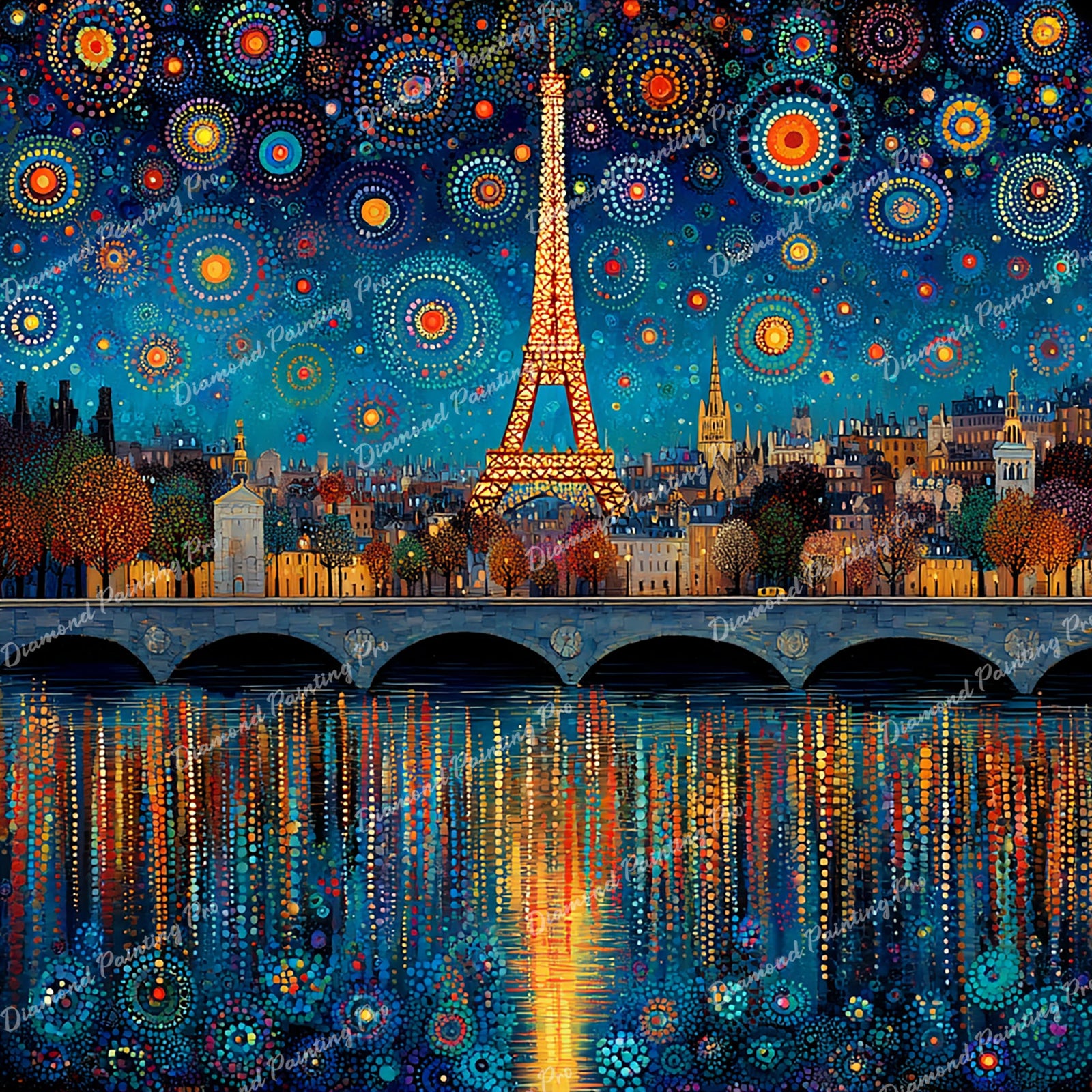 Starry Paris Skyline Diamond Art Design - Full Drill with 5d Square or Round Diamonds / AB Drills Available