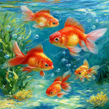 Sunlit Goldfish Diamond Art Design - Full Drill with 5d Square or Round Diamonds / AB Drills Available