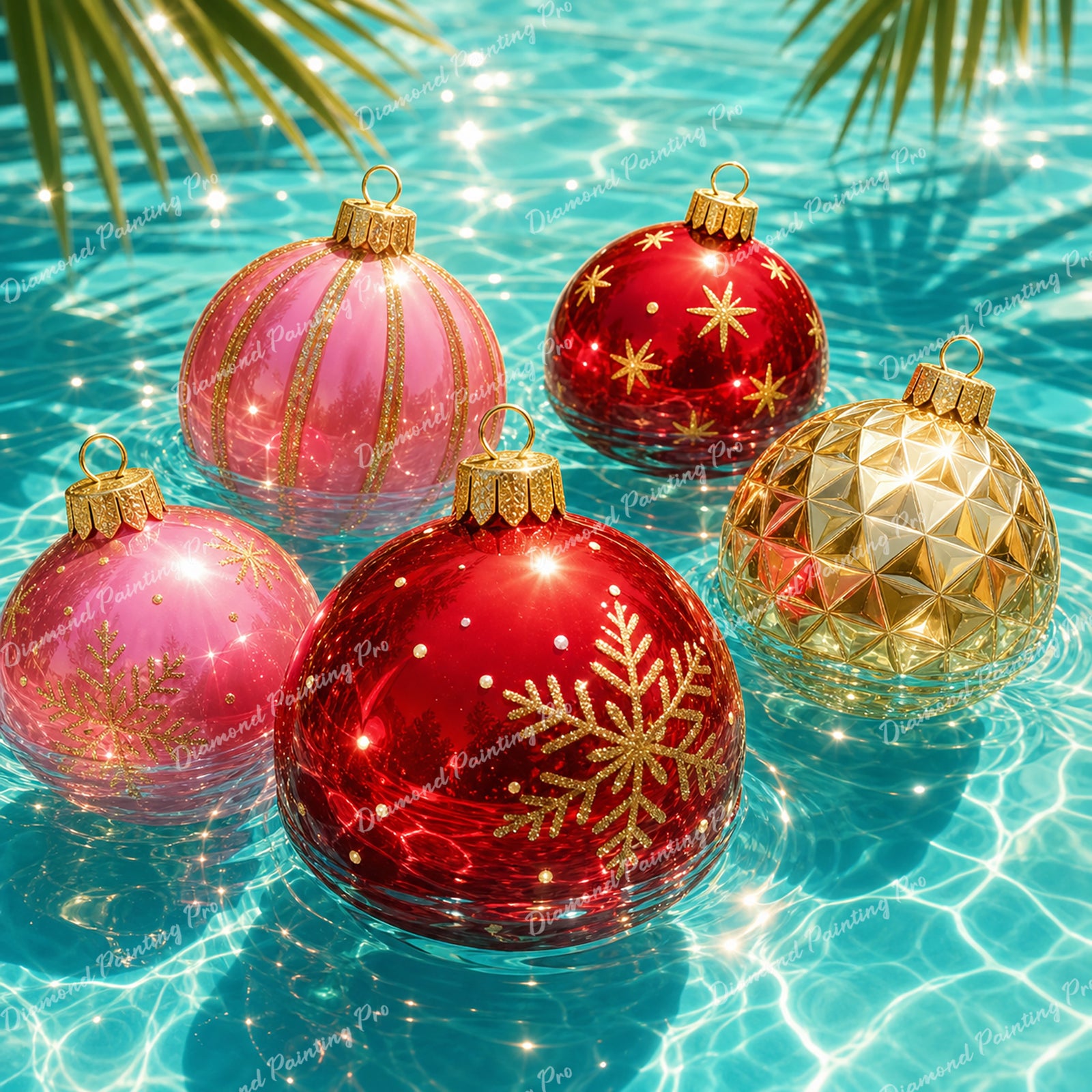 Sunlit Xmas Baubles Diamond Art Design - Full Drill with 5d Square or Round Diamonds / AB Drills Available