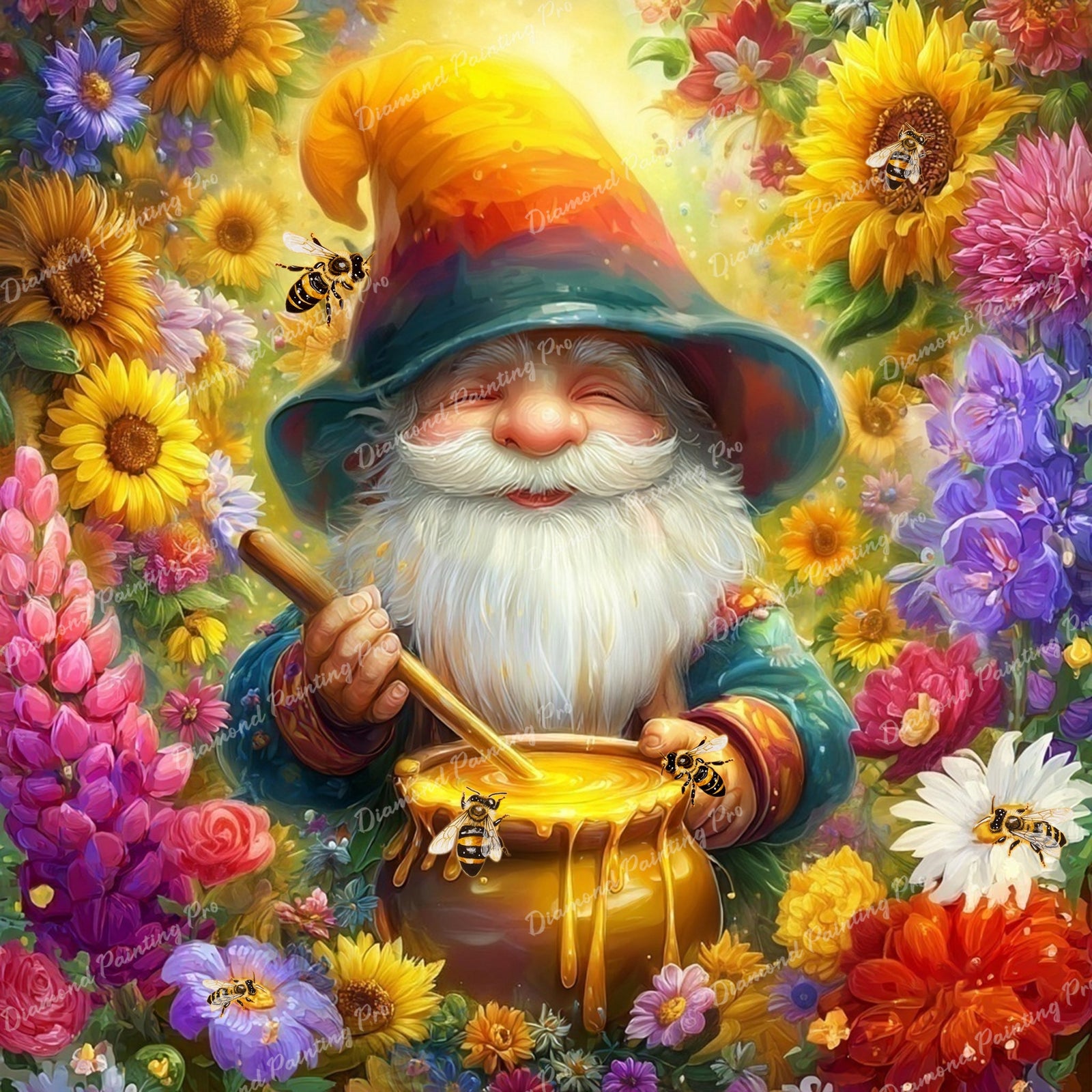 Sweet Nectar Gnome Diamond Art Design - Full Drill with 5d Square or Round Diamonds / AB Drills Available