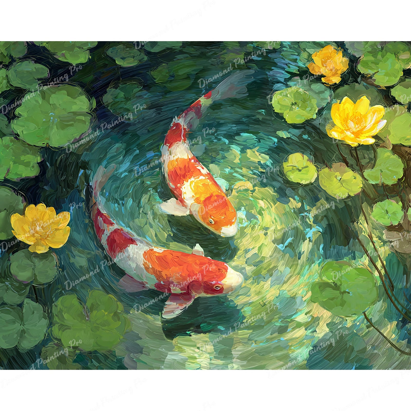 Swirls of Koi Serenity Diamond Art Design - Full Drill with 5d Square or Round Diamonds / AB Drills Available