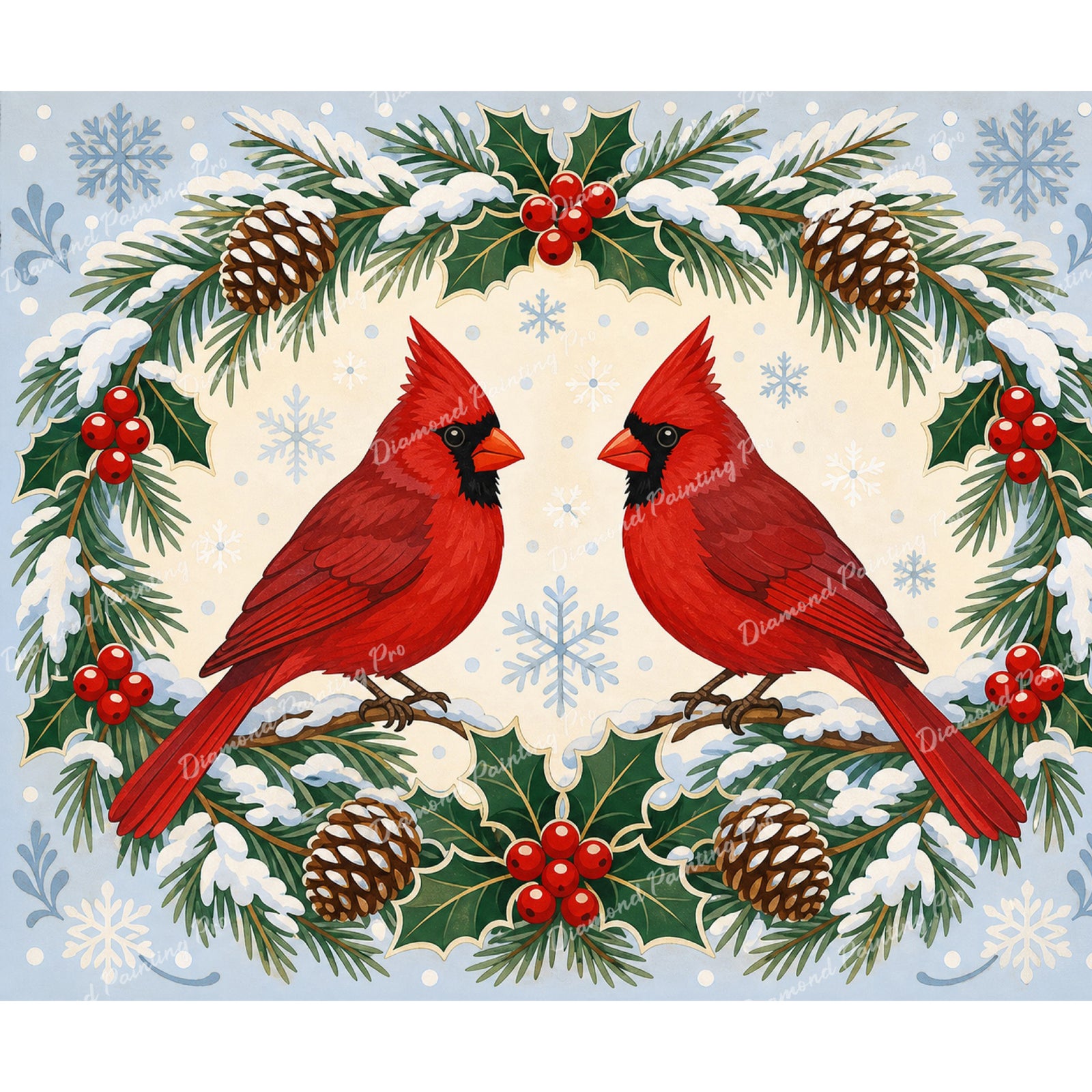 Symmetrical Cardinals Diamond Art Design - Full Drill with 5d Square or Round Diamonds / AB Drills Available