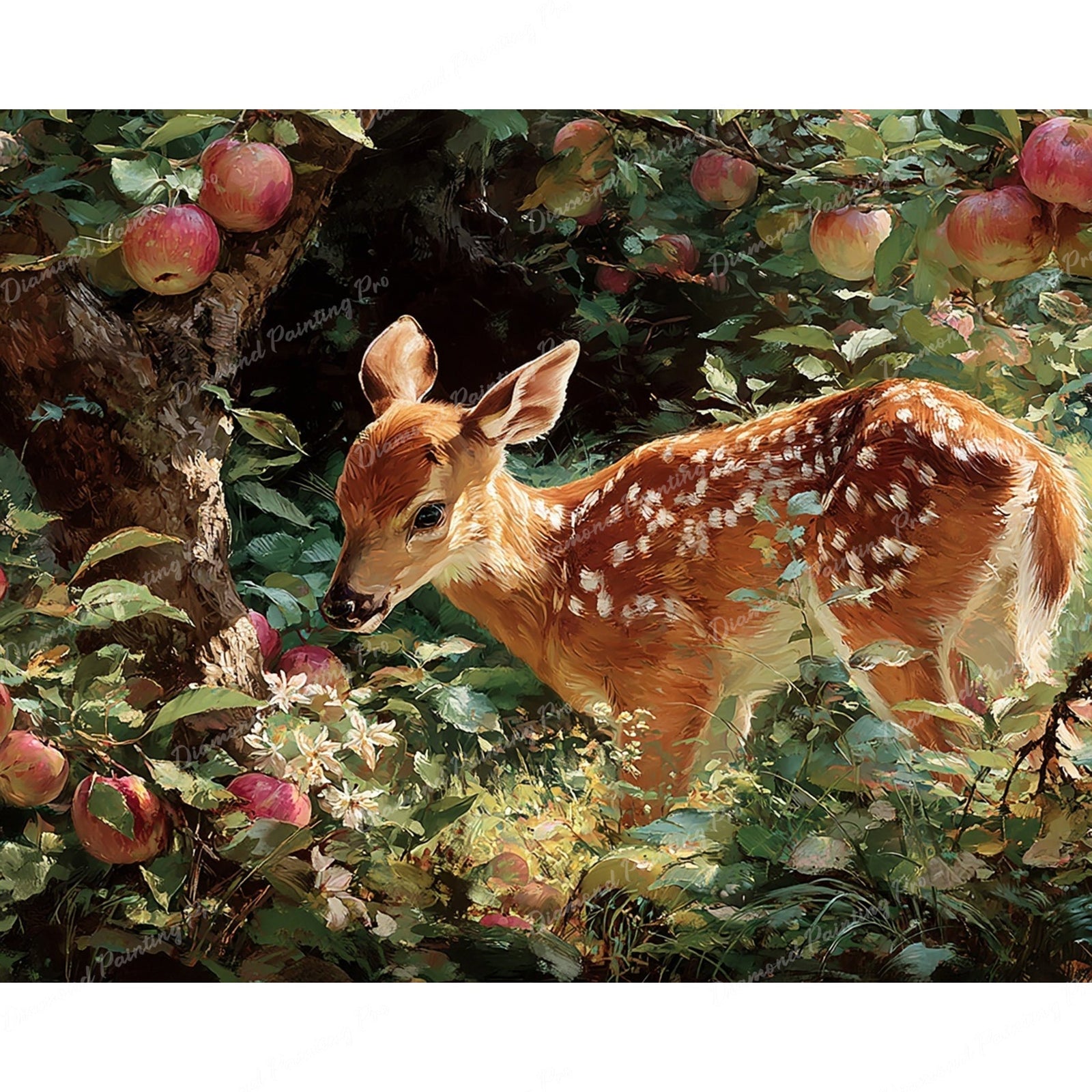 The Apple Grove Fawn Diamond Art Design - Full Drill with 5d Square or Round Diamonds / AB Drills Available