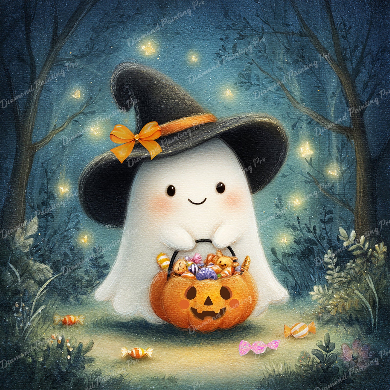 Trick or Treat Boo Diamond Art Design - Full Drill with 5d Square or Round Diamonds / AB Drills Available