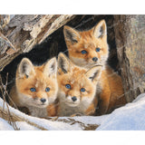 Trio of Winter Foxes Diamond Art Design - Full Drill with 5d Square or Round Diamonds / AB Drills Available