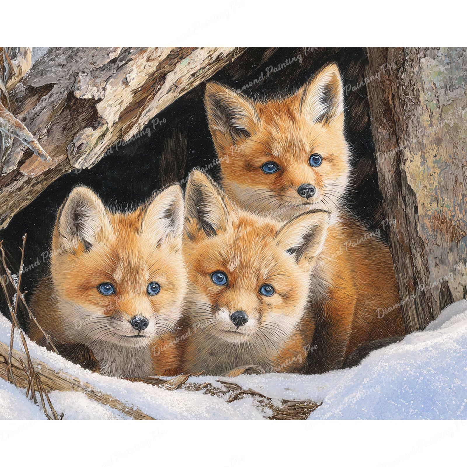 Trio of Winter Foxes Diamond Art Design - Full Drill with 5d Square or Round Diamonds / AB Drills Available