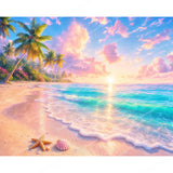 Tropical Beach Sunset Diamond Art Design - Full Drill with 5d Square or Round Diamonds / AB Drills Available