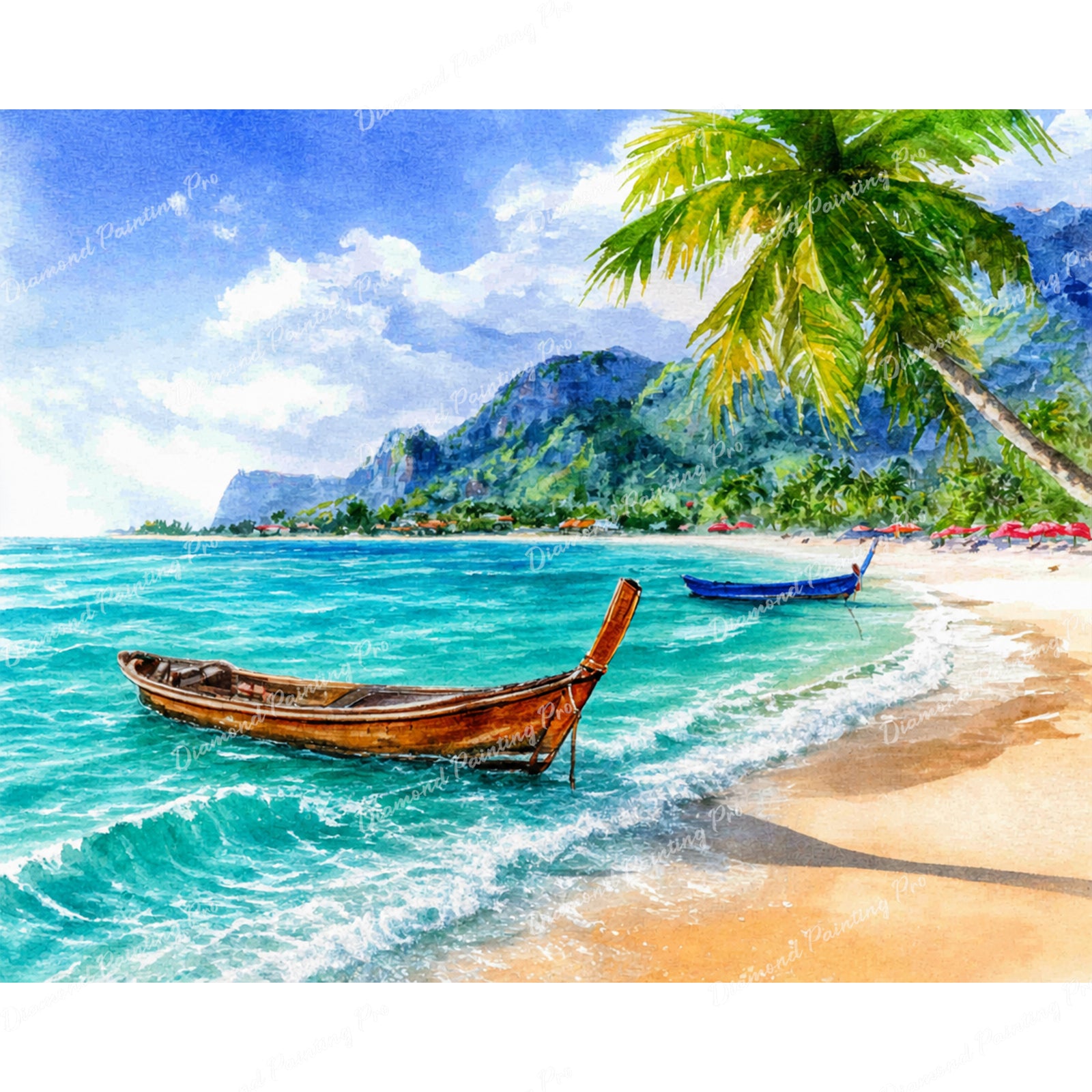Tropical Beach Diamond Art Design - Full Drill with 5d Square or Round Diamonds / AB Drills Available