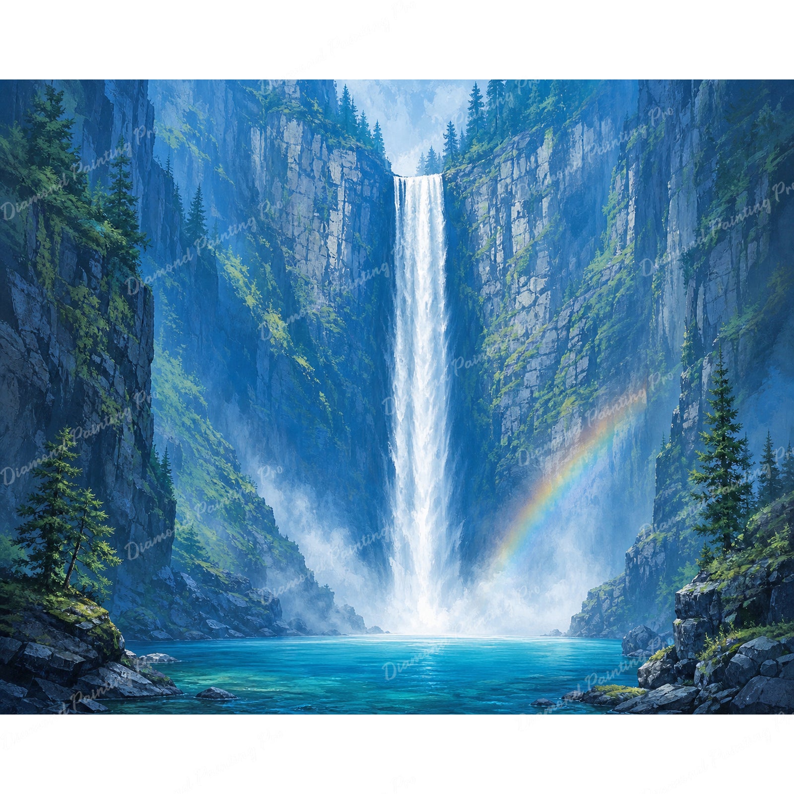 Valley Waterfall Diamond Art Design - Full Drill with 5d Square or Round Diamonds / AB Drills Available