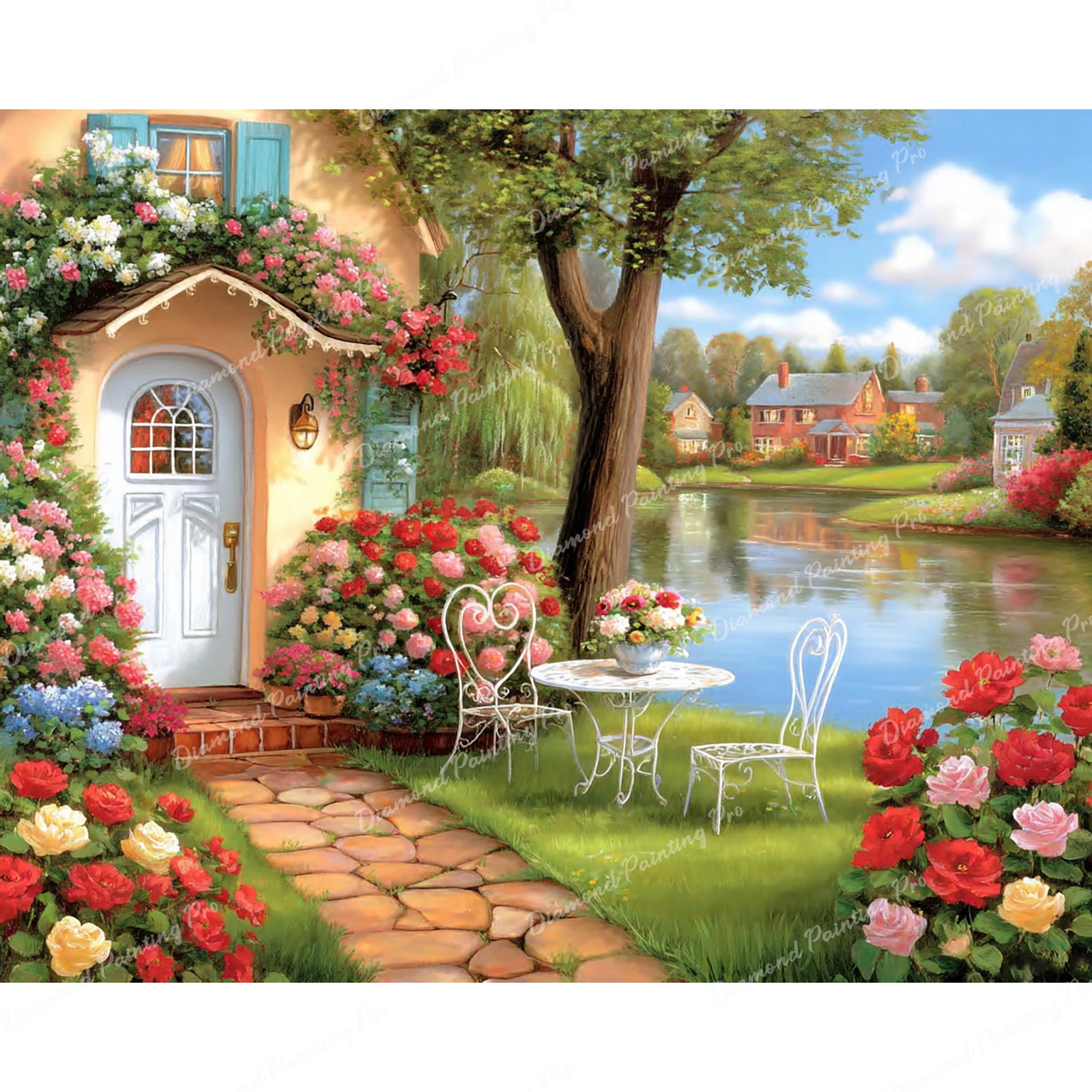 Waterside Tea for Two Diamond Art Design - Full Drill with 5d Square or Round Diamonds / AB Drills Available