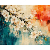 White Cherry Blossom Diamond Art Design - Full Drill with 5d Square or Round Diamonds / AB Drills Available