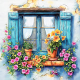 Provence Window Bloom | Diamond Painting Design - Full Drill Diamond Art with 5d Square or Round Diamonds - AB Drills Available