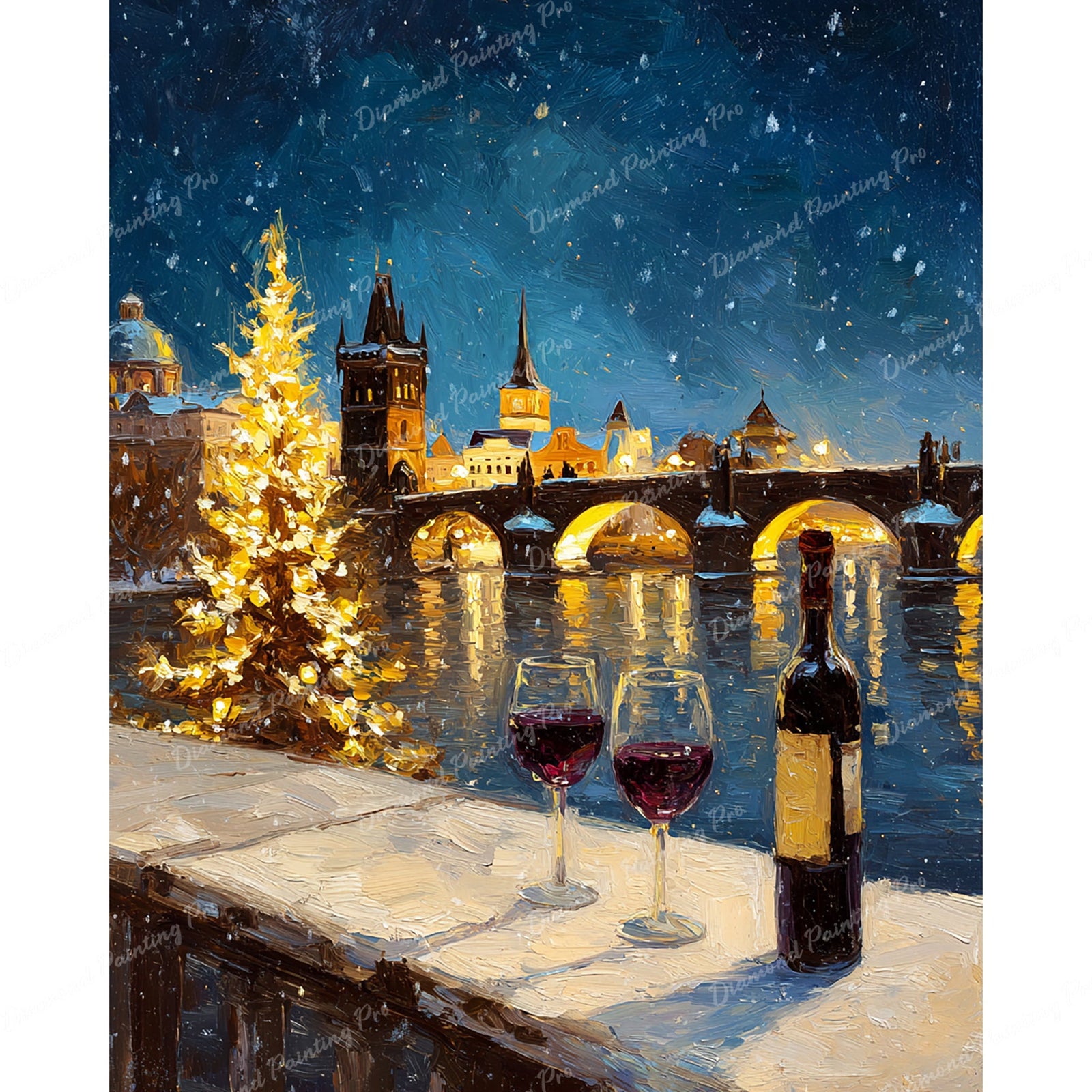 Winter Bridge Rendezvous Diamond Art Design - Full Drill with 5d Square or Round Diamonds / AB Drills Available