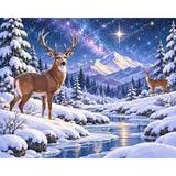 Winter Solstice Antlers Diamond Art Design - Full Drill with 5d Square or Round Diamonds / AB Drills Available