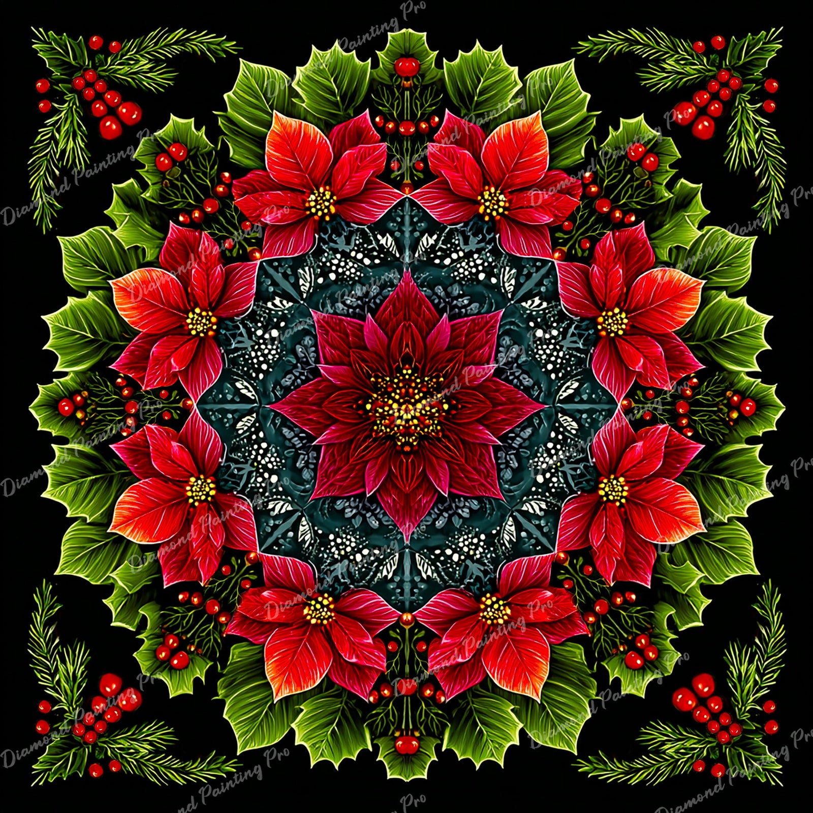 Wreath of Winter Roses Diamond Art Design - Full Drill with 5d Square or Round Diamonds / AB Drills Available