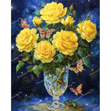 Yellow Roses and Butterflies Diamond Art Design - Full Drill with 5d Square or Round Diamonds / AB Drills Available