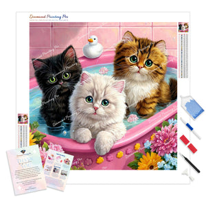 Kittens in Flower Bathtub | Diamond Painting