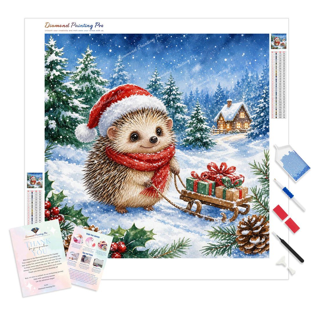 Little Holiday Delivery Diamond Painting Kit - Full Drill / Square or Round Diamonds with AB Drills Option