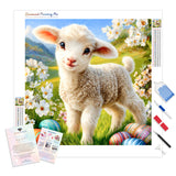 Little Lamb Diamond Painting Kit - Full Drill / Square or Round Diamonds with AB Drills Option