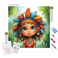 Little Tribal Chief Diamond Painting Kit - Full Drill / Square or Round Diamonds with AB Drills Option