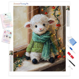 Little Woolly Lamb Diamond Painting Kit - Full Drill / Square or Round Diamonds with AB Drills Option