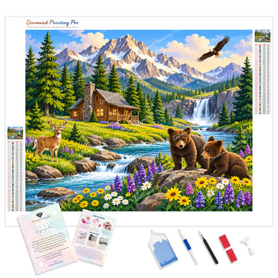 Log Cabin Sanctuary Diamond Painting Kit - Full Drill / Square or Round Diamonds with AB Drills Option