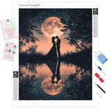 Love to the Moon Diamond Painting Kit - Full Drill / Square or Round Diamonds with AB Drills Option