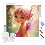 Luminous Pink Fairy Diamond Painting Kit - Full Drill / Square or Round Diamonds with AB Drills Option