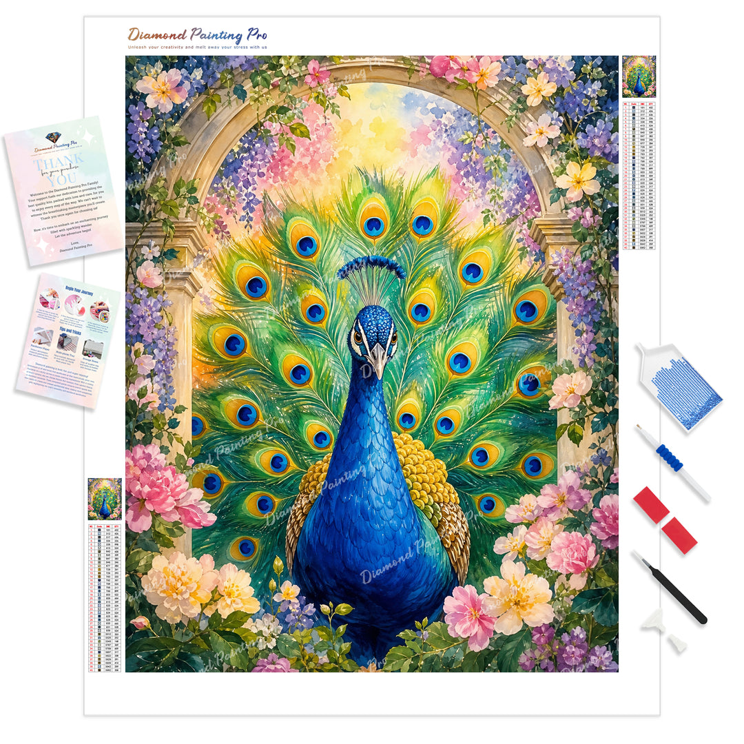 Majestic Jewel Peacock Diamond Painting Kit - Full Drill / Square or Round Diamonds with AB Drills Option