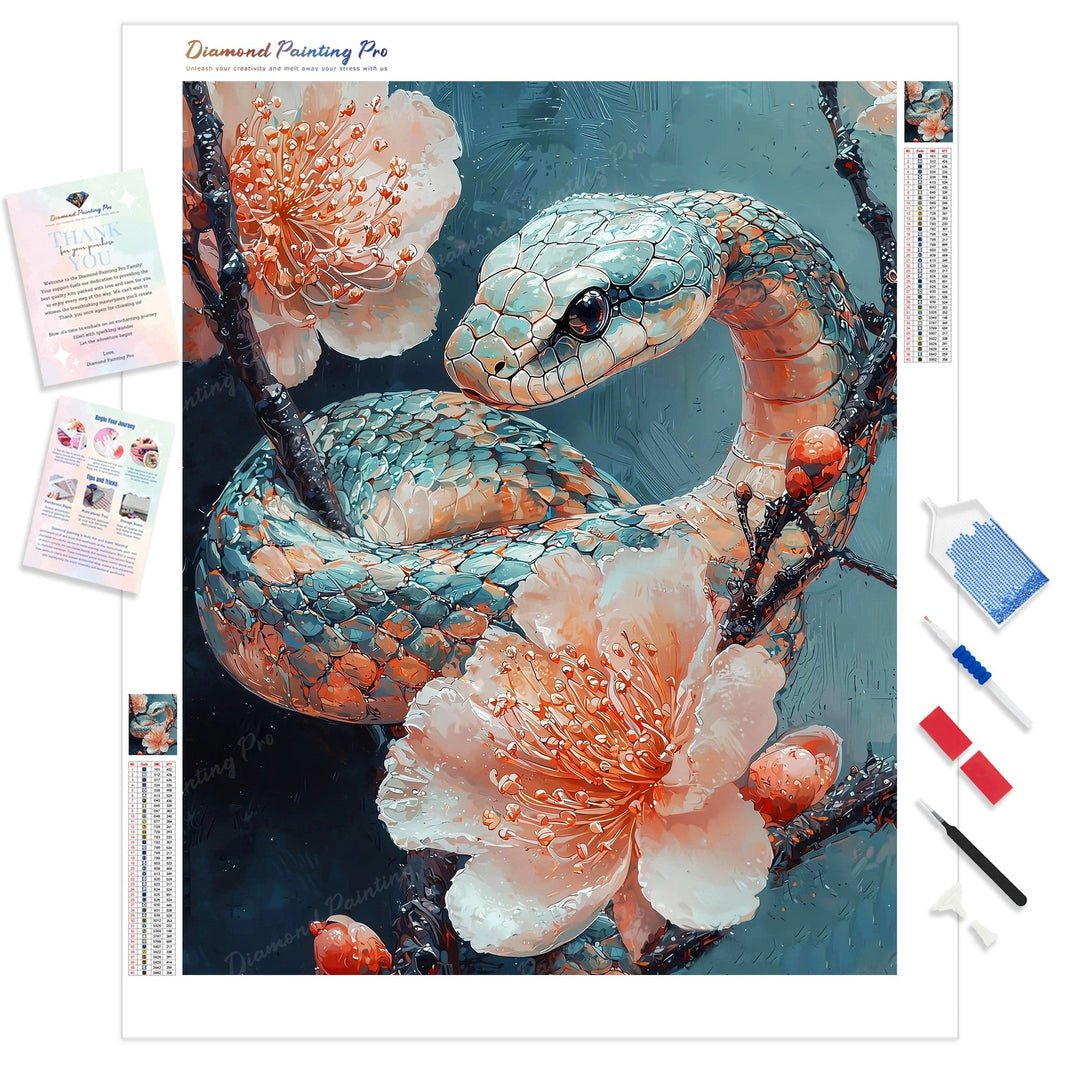 Majestic Snake Diamond Painting Kit - Full Drill / Square or Round Diamonds with AB Drills Option