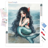 Mermaid's Christmas Wish Diamond Painting Kit - Full Drill / Square or Round Diamonds with AB Drills Option