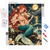 Mermaid Sonata Diamond Painting Kit - Full Drill / Square or Round Diamonds with AB Drills Option