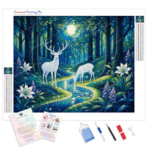 Moonlit Forest Deer | Diamond Painting