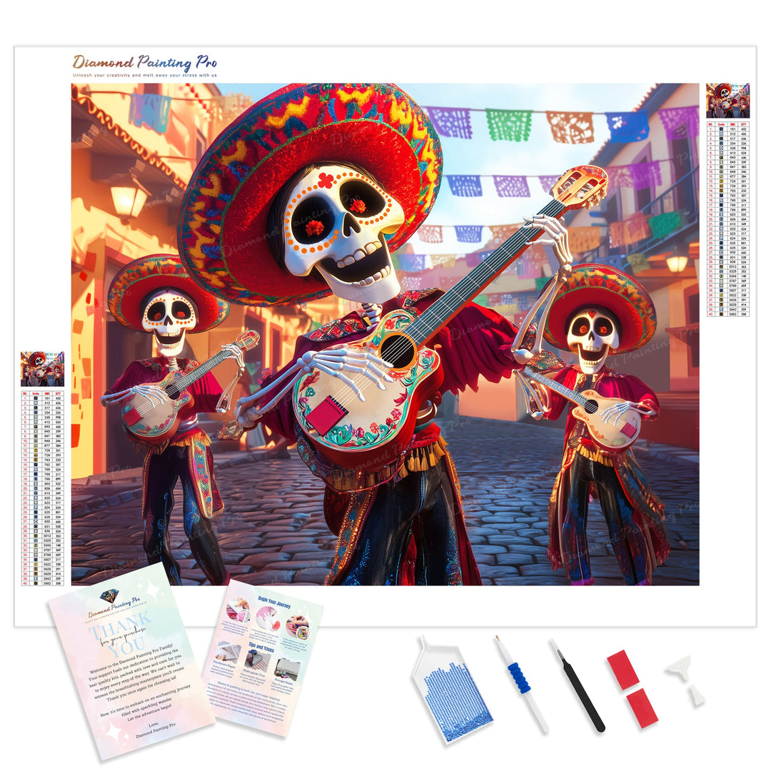 Día de los Muertos Melody | Diamond Painting Kit - Full Drill - Square or Round Diamonds with AB Drills Option